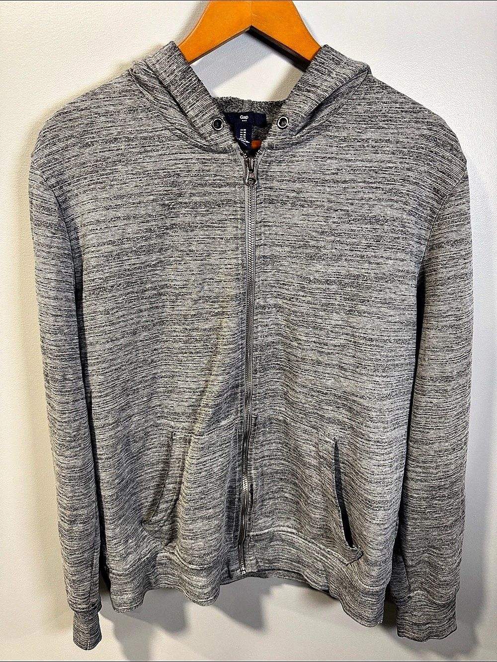 Gap Space-Dyed Full Zip Hoodie Gray Size Medium